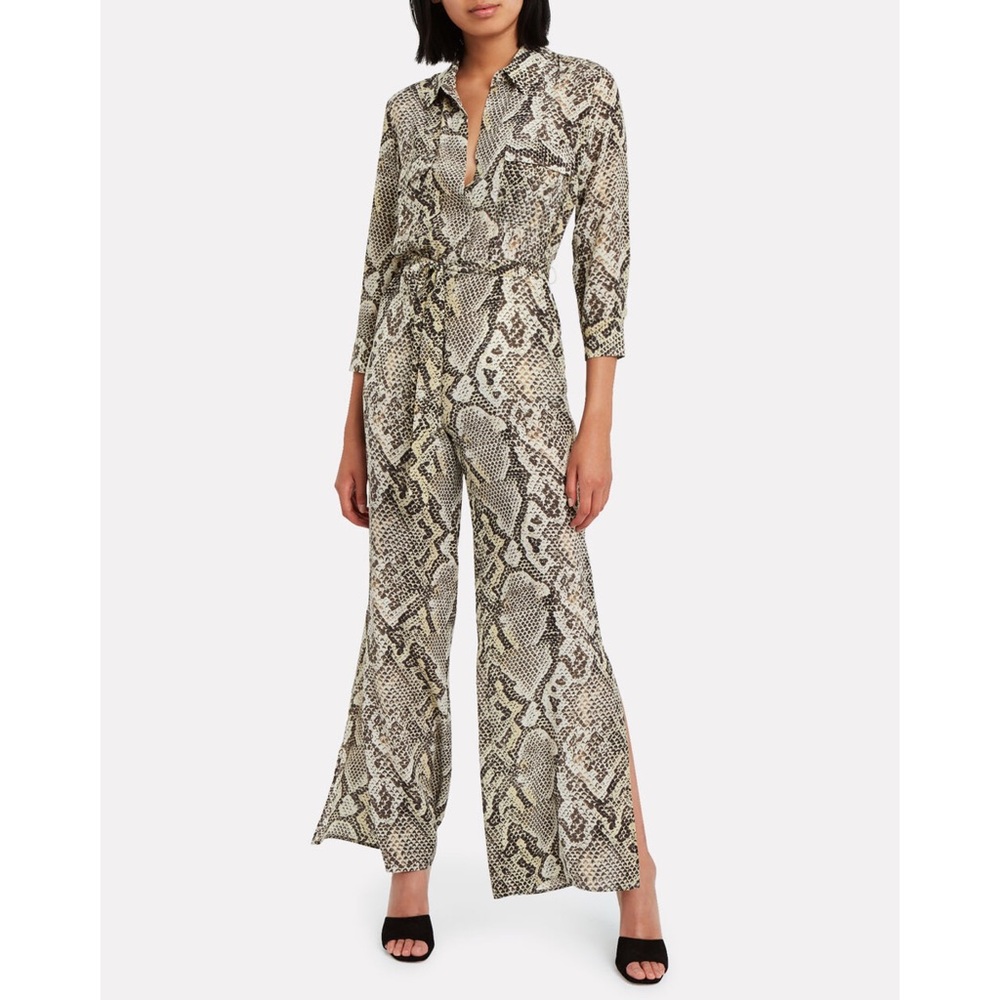 L'Agence Snake Print Silk Jumpsuit 2